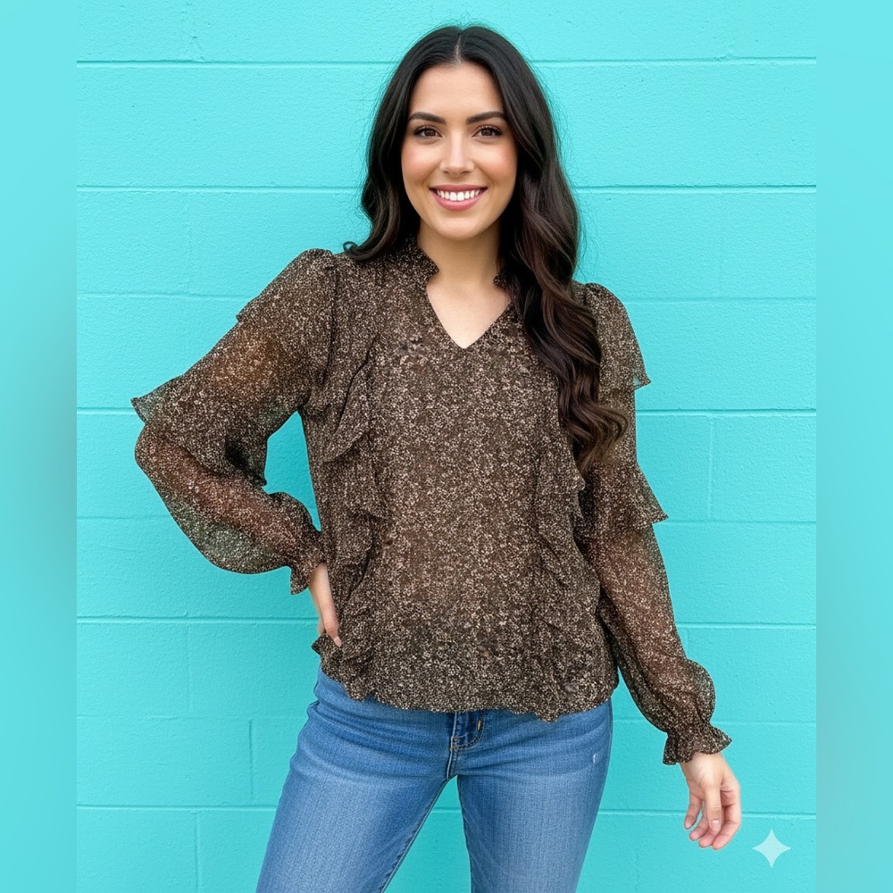 Vero Moda Black Floral Ruffle Blouse